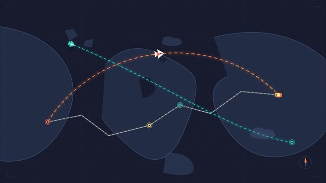 Air traffic control radar interface showing flight paths and tracking
