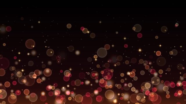 Golden and amber glowing bokeh lights floating along lower border
