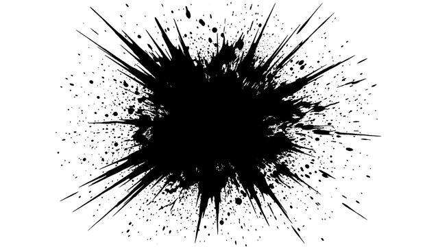 Black Radial Spike Burst with Sharp Outward Rays and Fine Speckles, isolated on transparent background
