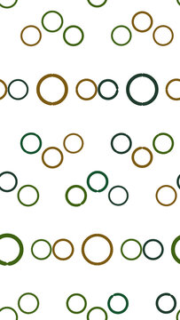 Seamless pattern of textured circles in green and brown