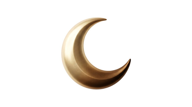 Gold crescent moon shape isolated on transparent background