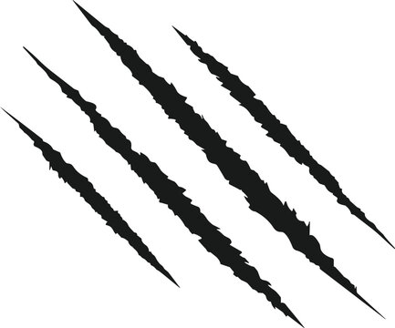Wild animal monster sharp claw scratch marks silhouette icon representing tiger bear or beast attack slash effect