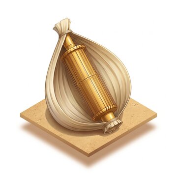 Isometric sasando string instrument with a palm leaf resonator