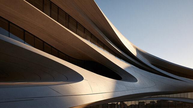 Modern Futuristic Architecture with Curved Organic Facade