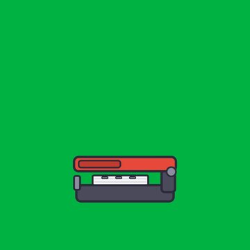 Stapler pressing staples into a paper stack