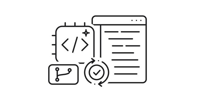 AI Coding Agent and Code Verification Animated Line Icon
