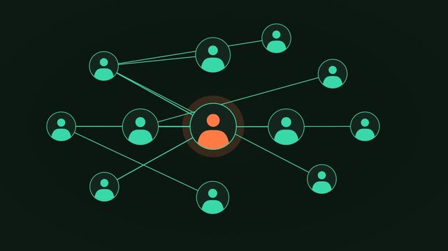Social Network Forms with Pulsing Avatars on Dark Green