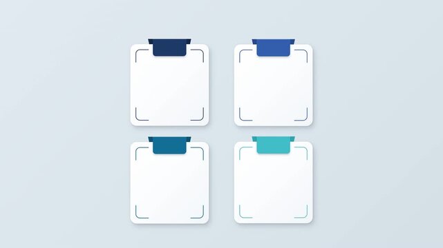 Four blank clipboards appearing in a two by two grid
