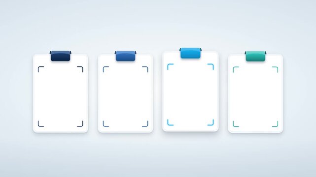 Four blank clipboards appearing in a horizontal row