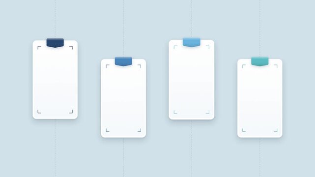 Four Blank Cards Appear in a Staggered Infographic Layout