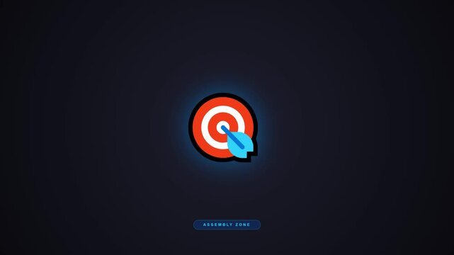 Target icon with blue arrow hitting the bullseye on dark background