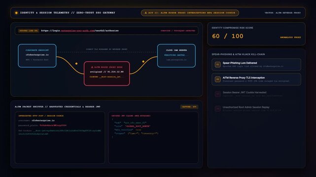Phishing Dashboard Showing Credential Theft and Session Hijacking