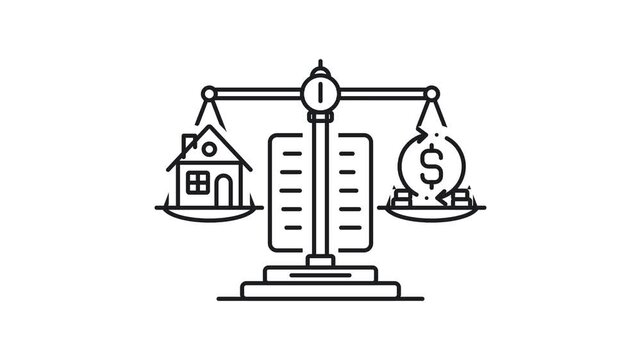 Animated Balance Scale Weighing a House Against Money