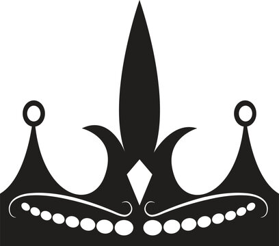 Black silhouette of a crown with ornate details on a white background regalia monarchy royalty sovereignty headwear tiara