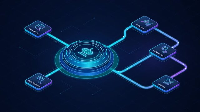 Animated Robot Hub Connecting an Automation Workflow