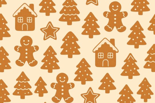 Festive gingerbread pattern wallpaper.