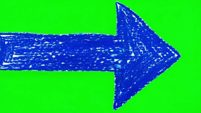 Blue hand drawn arrow stopmotion animation pointing right