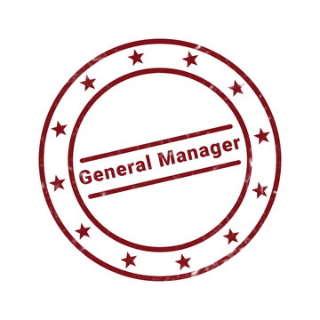 Vintage stamp seal with general manager text in red and black