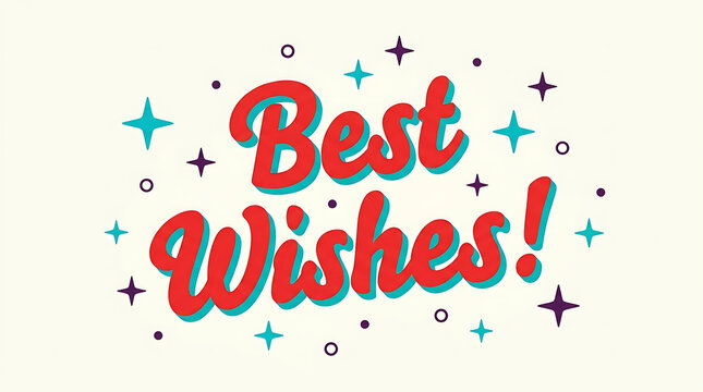 Best Wishes text with colorful stars isolated on transparent background