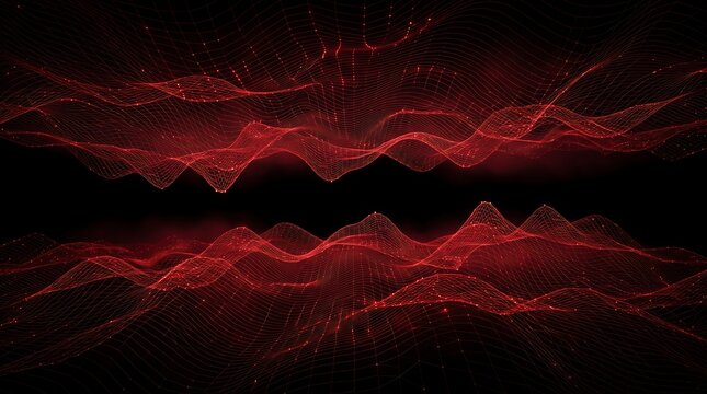 Red abstract digital wireframe waves texture background