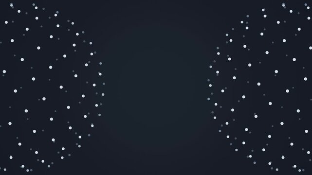 Chrome Fibonacci dots forming two rotating spherical caps