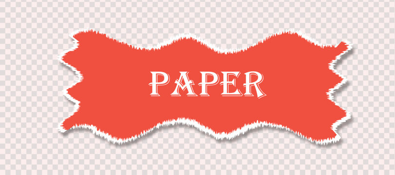 Red torn paper piece with paper text on dotted background