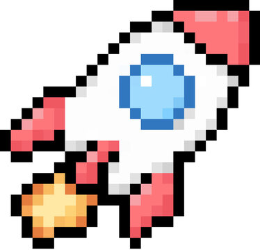 Rocket hand drawn pixel art