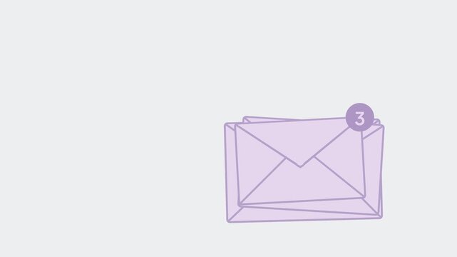Three Envelopes Drop into Stack with Badge Count