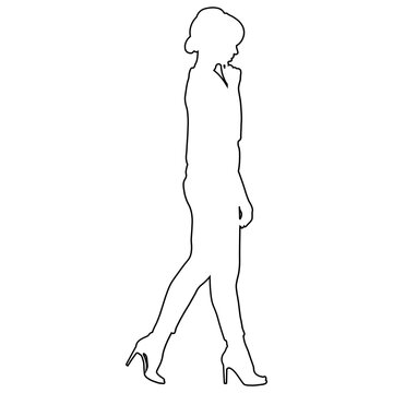 Line sketch of a woman walking.