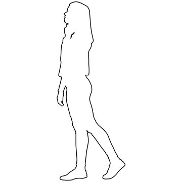 Line sketch of a woman walking.