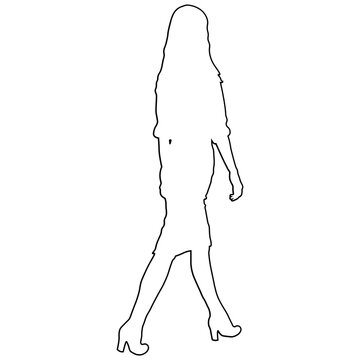 Line sketch of a woman walking.
