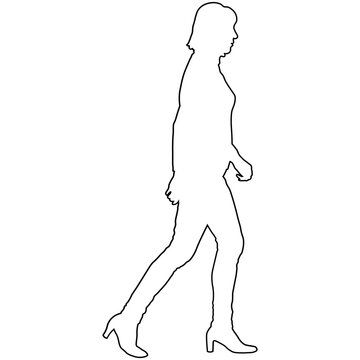 Line sketch of a woman walking.