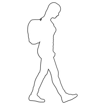 Line sketch of a woman walking.
