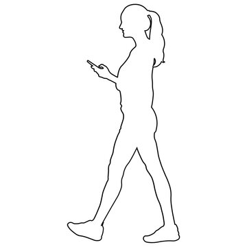 Line sketch of a woman walking.