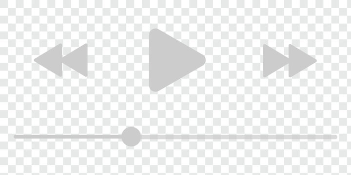 Media player control bar with play button and rewind fast forward icons for video and audio