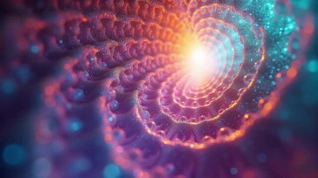 Abstrakte Fraktalwelt mit flie&szlig;endem Licht