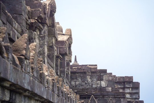 Dramatic Side View of Ancient Borobudur Temple