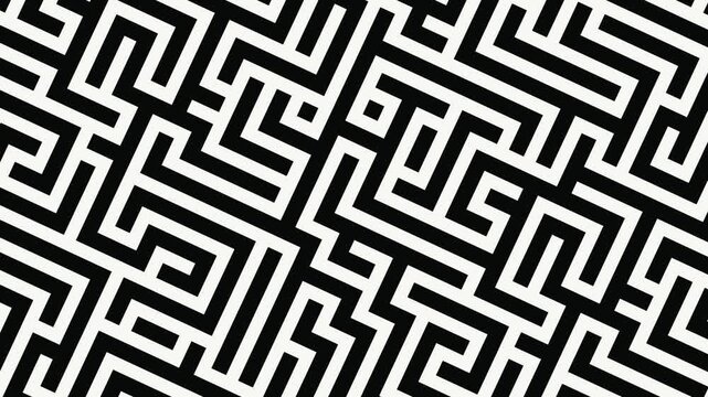 Black and White Scrolling Maze Pattern Background Seamless Loop