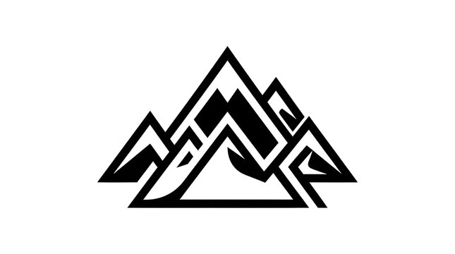Abstract Geometric Mountain Range Vector Icon for Outdoor Adventure Branding