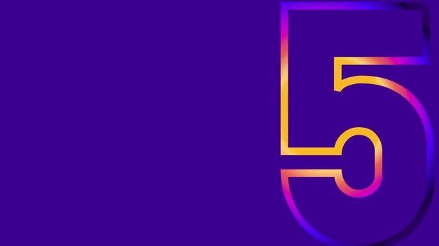 Glowing number nine with neon gradient outline on a solid dark purple background for countdown