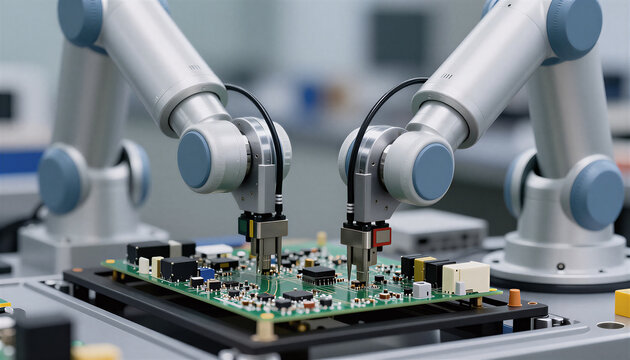 Robotic Arms Assemble Electronic Circuit Board
