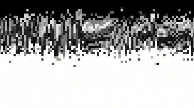 Abstract pixelated pattern with grayscale blocks on a white background