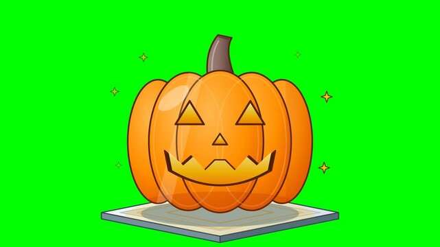 Cute Halloween jack o lantern pumpkin animated on a green screen background