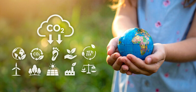 reducing CO2 emissions to stop climate change. green energy background