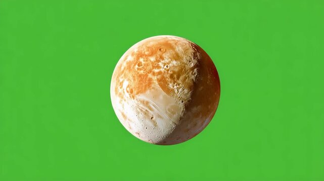 Realistic Makemake Dwarf Planet Rotates on Green Screen for Astronomy, Space and Chroma Key Video