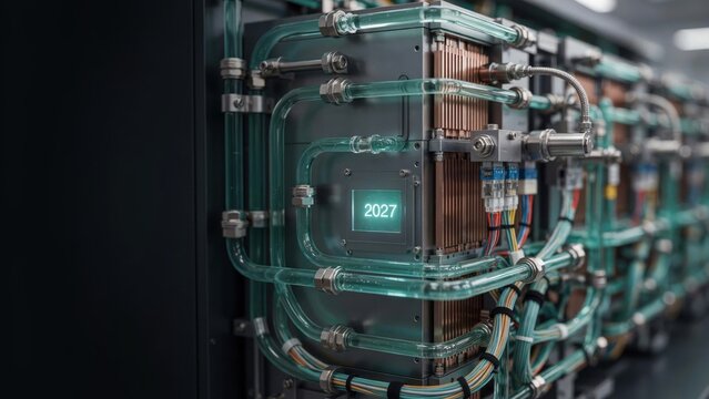 Modern computer server hardware in a high tech data center