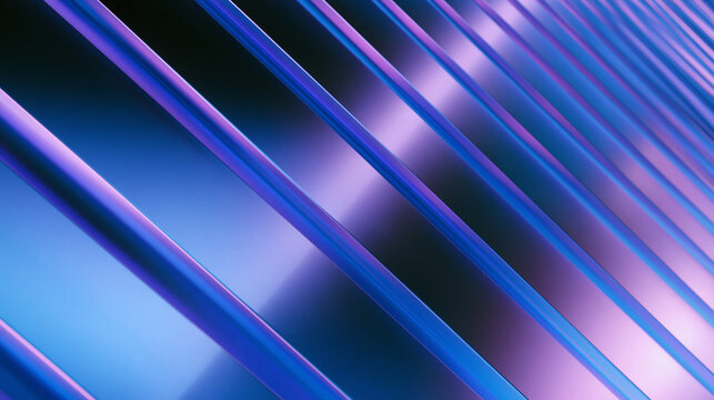 Abstract futuristic 3D geometric background with glowing neon blue and pink metallic parallel bars texture for modern digital technology banner design