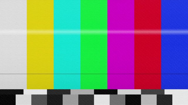 Colorful television test card with vertical bars for video calibration and broadcast screen tuning