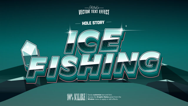 Ice Fishing Mint Teal Chrome Italic Text Effect with Ice Crystal
