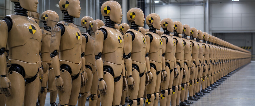 car crash test and dummy